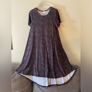 Black and Brown Bogolan Print LuLaRoe Carly Dress Sz S